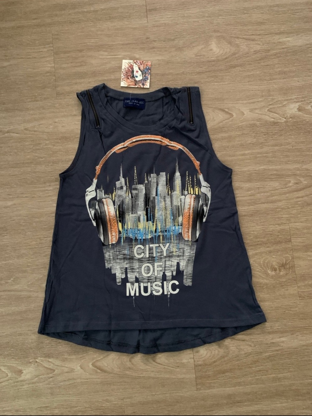 City of Music Navy Graphic Tank Top - Wallflower